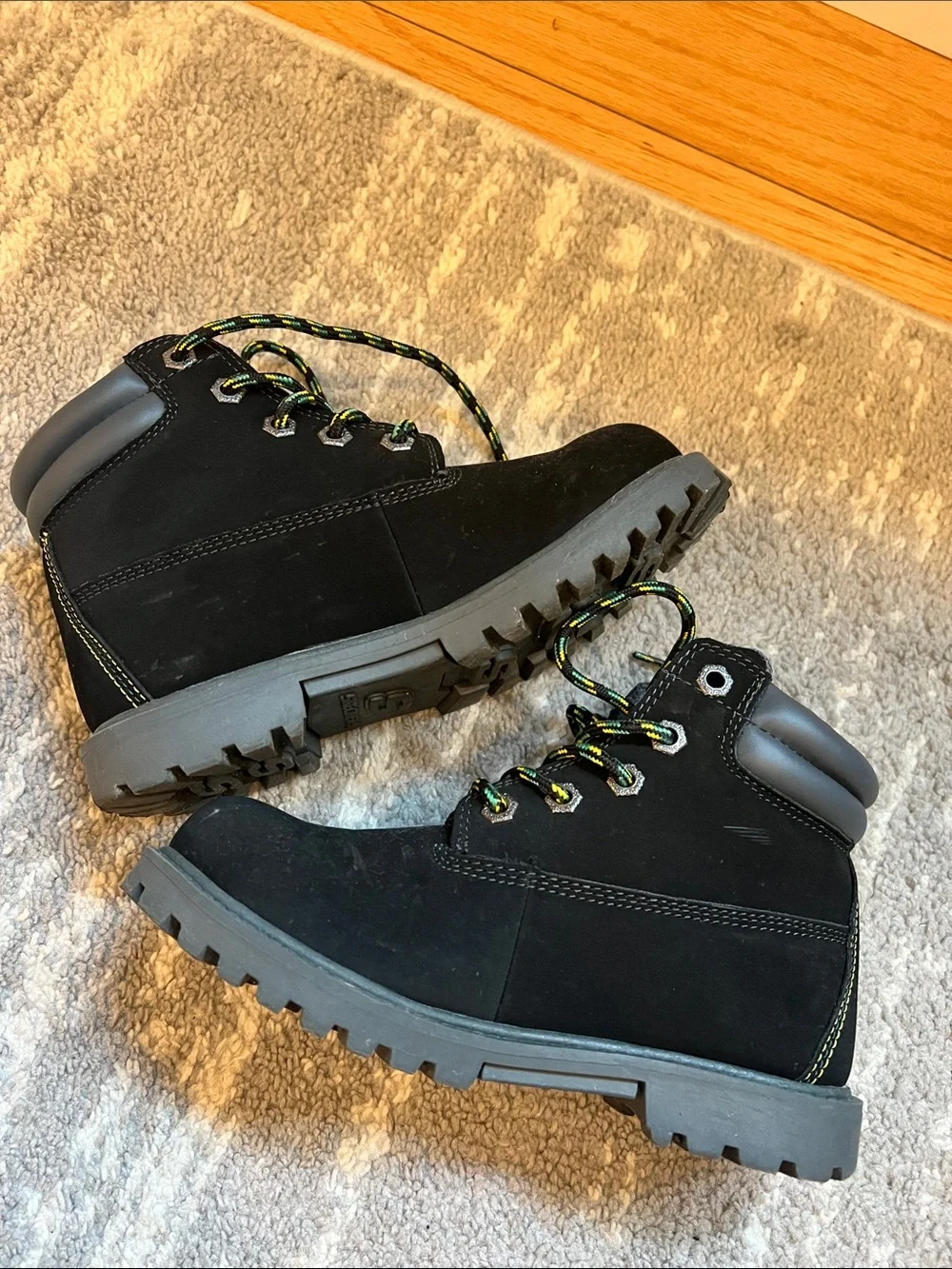 John Deere Kids Black Lace-Up Work Boots